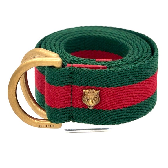 Gucci Accessories - NEW Gucci Men Women Unisex Web D Ring Stripe Belt